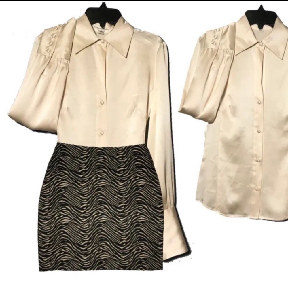 Forever 21 Sexy shimmer black and cream Animal Print Mini Skirt size Small/Med